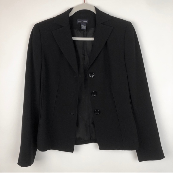 Ann Taylor Black Blazer Suit Coat Buttons